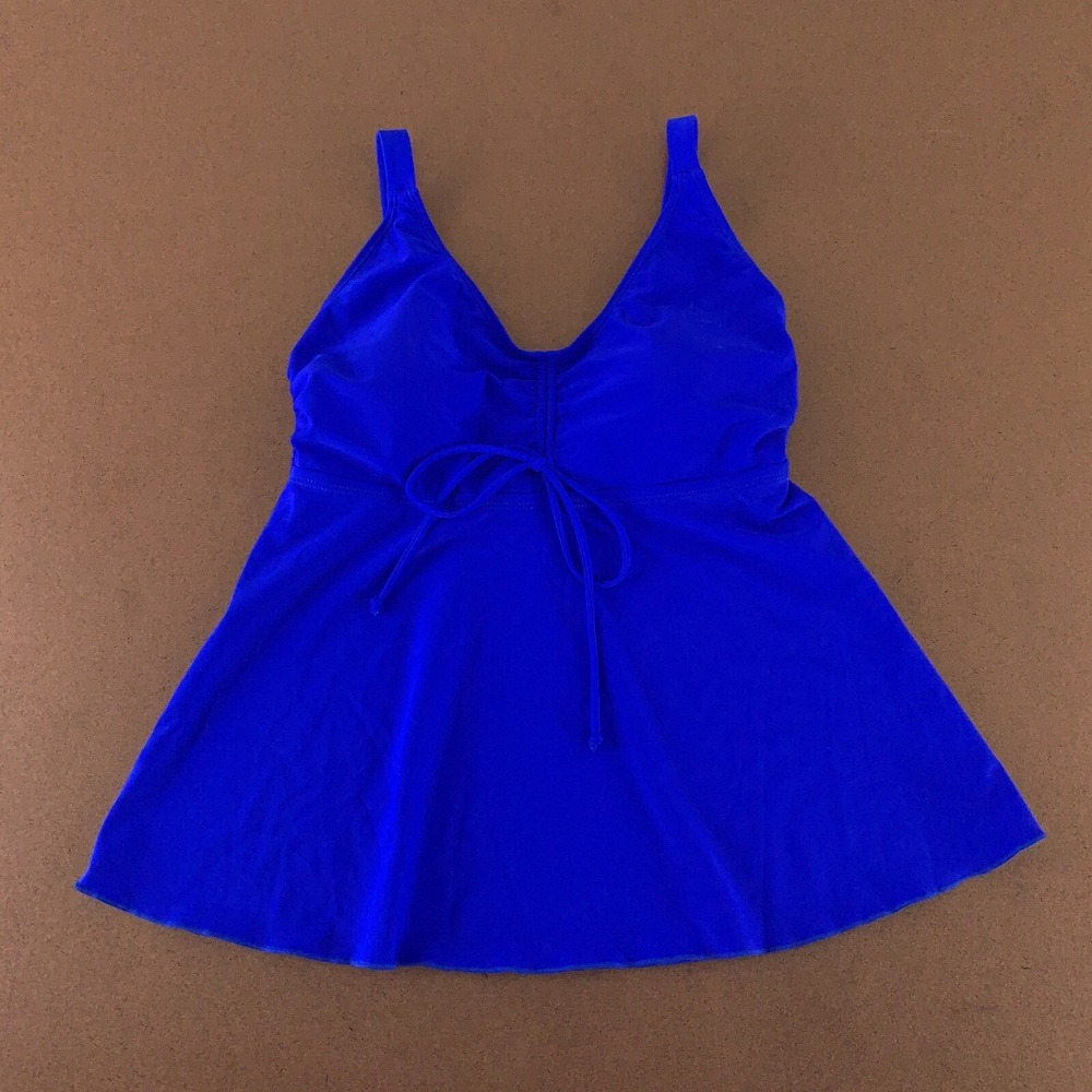 Women's Size Small Royal Blue Drawstring Front Tankini Swim Top New